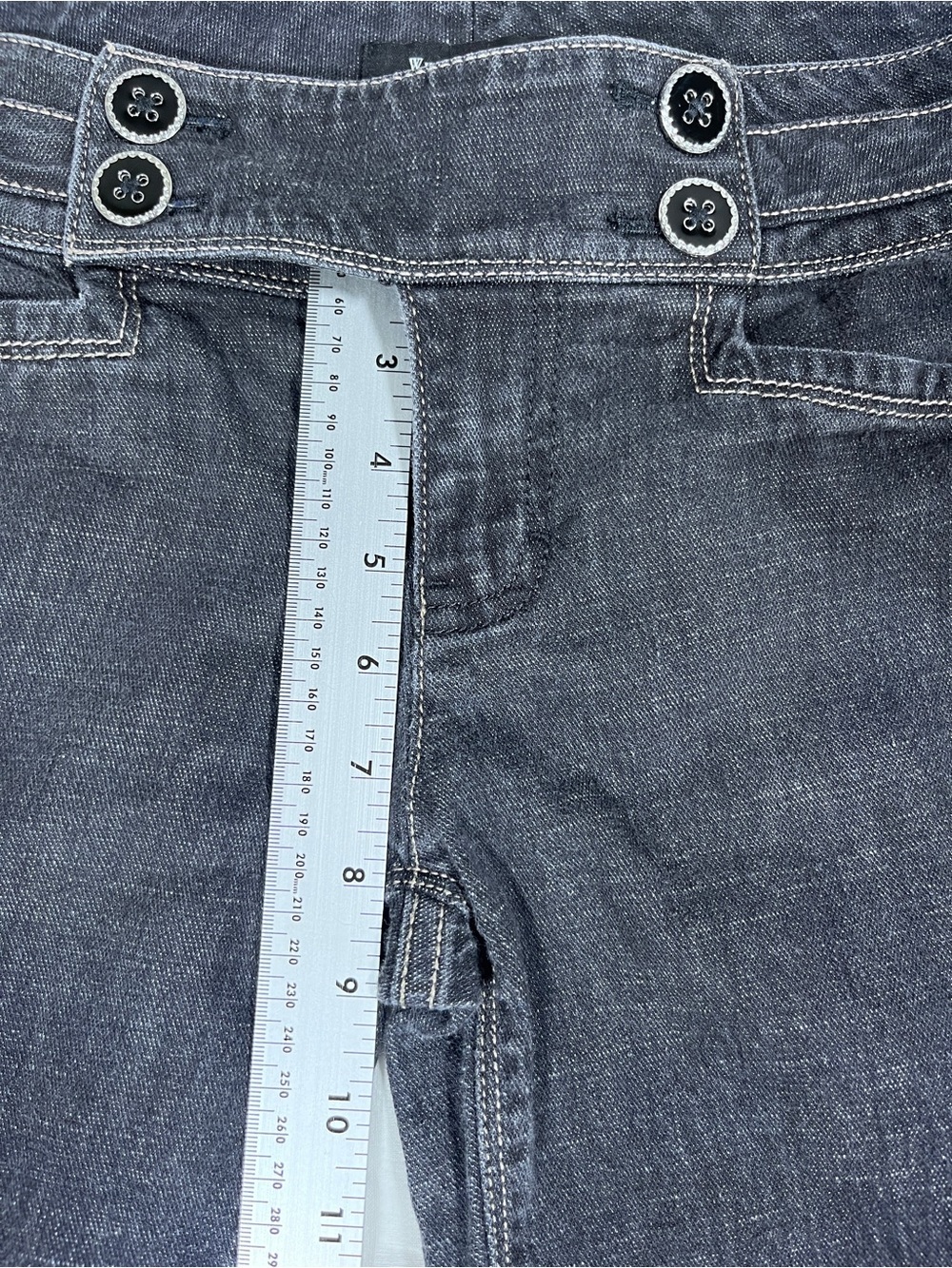 White House Black Market Blanc Flare Jeans Black Dark Wash Woman’s Size 4S - Picture 8 of 15